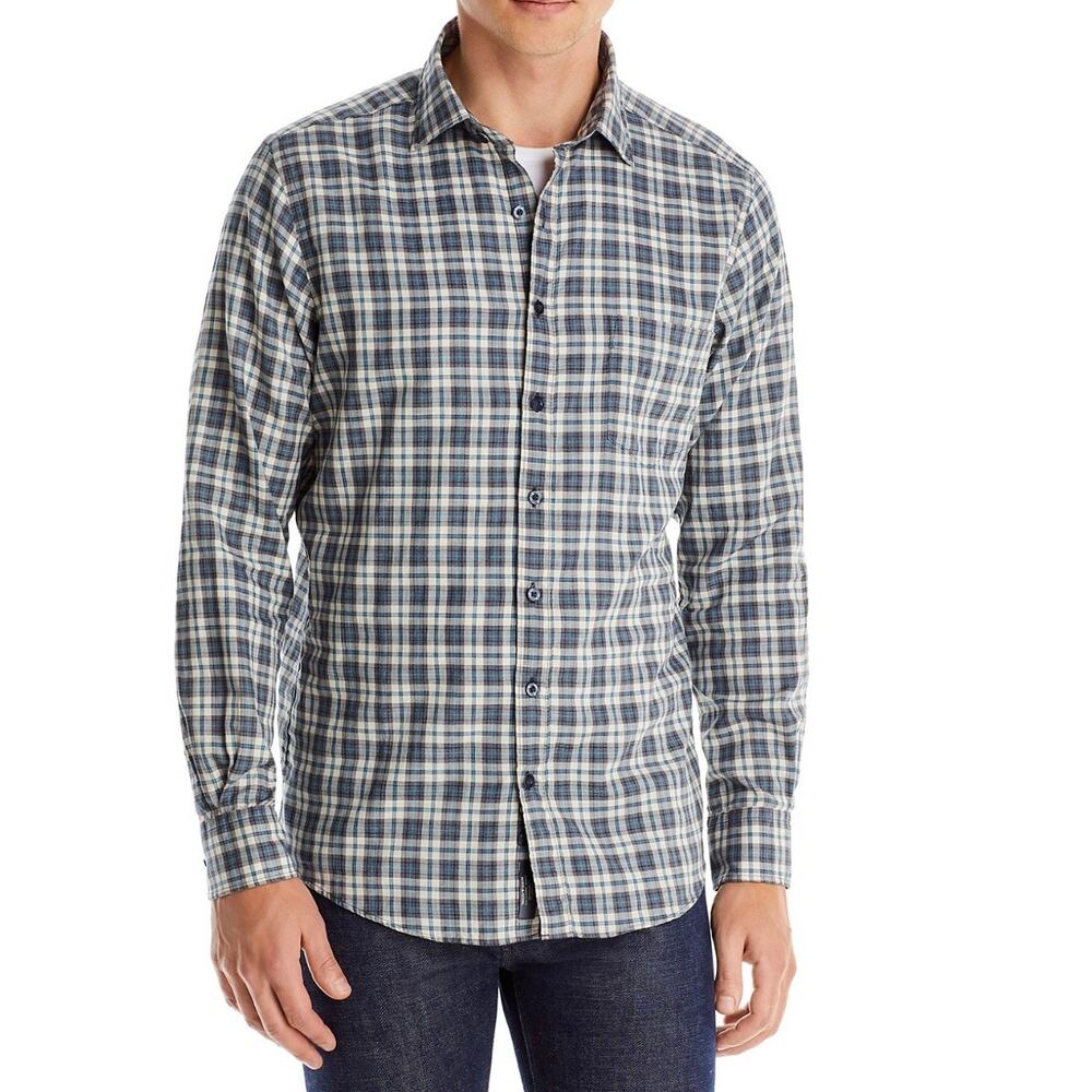 Rodd & Gunn Parnell LS Shirt Small Italian Fabric Blue Plaid Flannel NWT $198